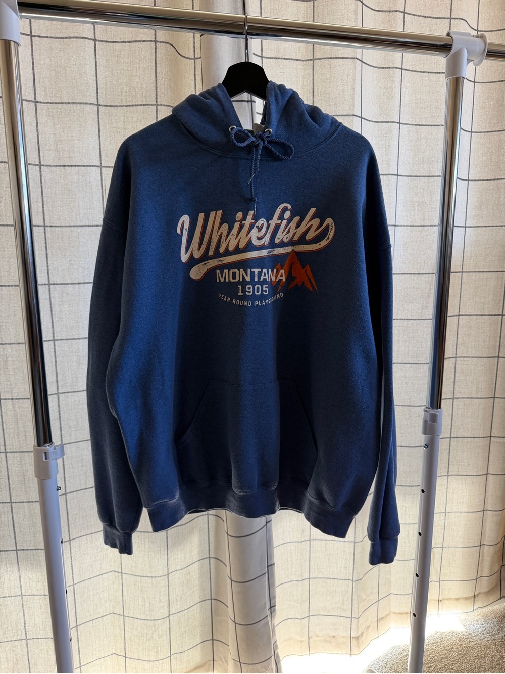 Whitefish Montana 1905 Blue Pullover Hoodie XL